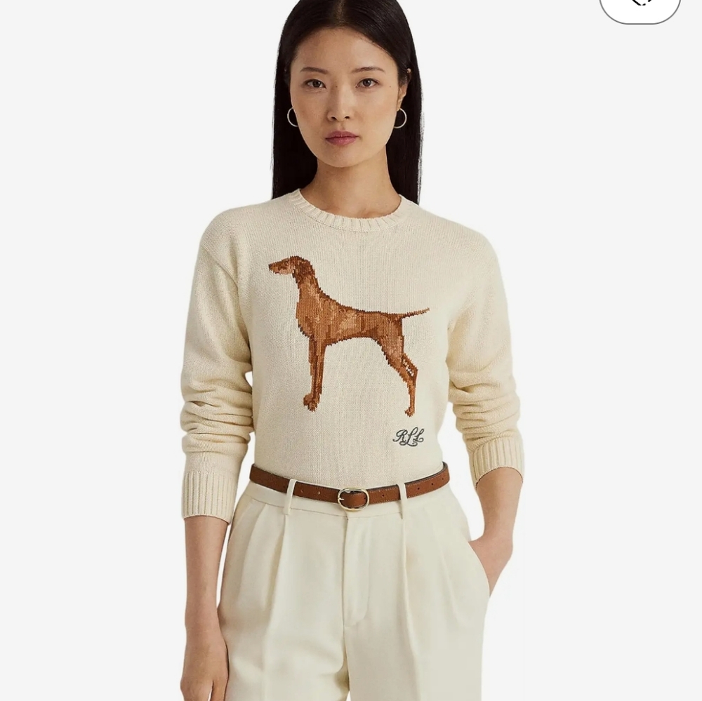 New Elegant RALP LAUREN Intarsia-Knit Cotton-Blend Sweater